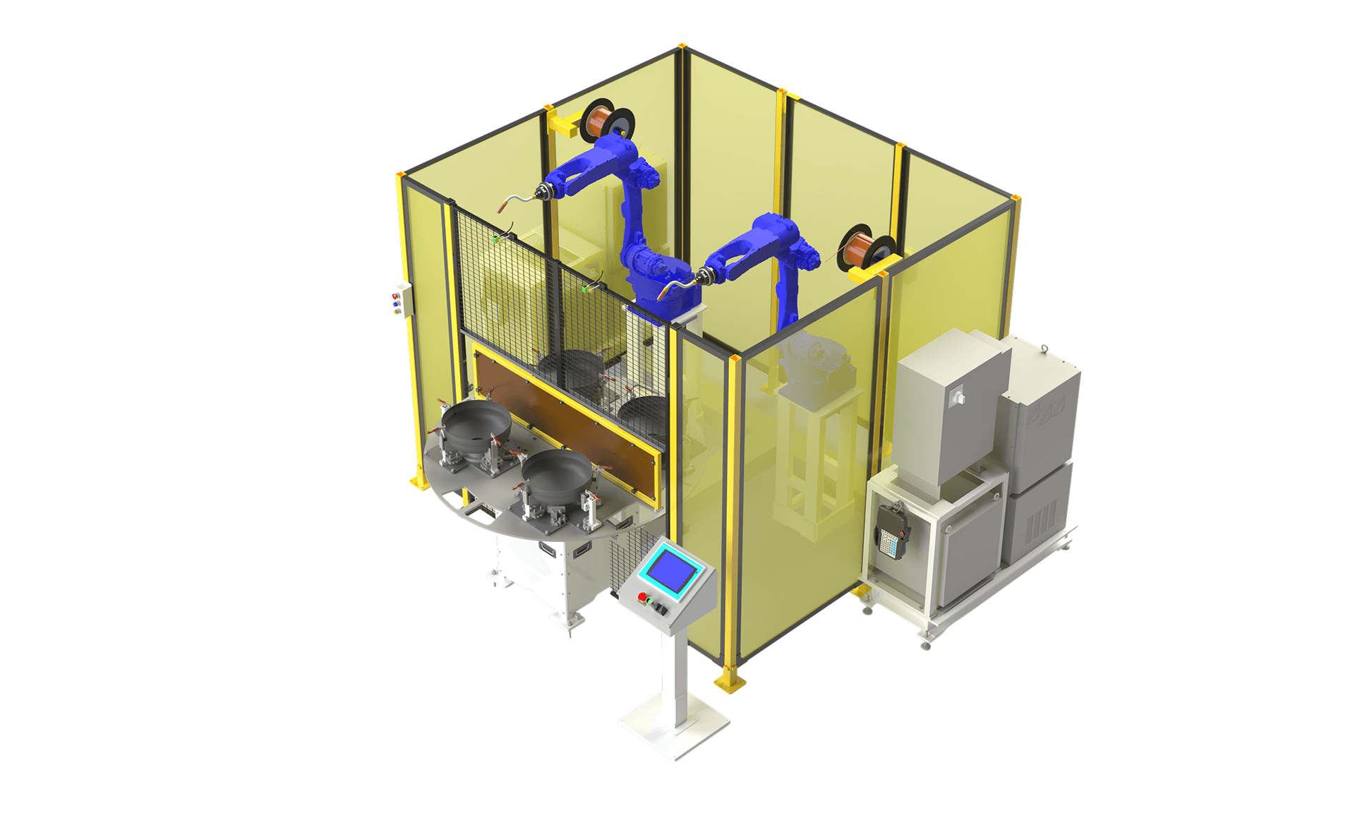 Robotic MIG welding system for boiler lid.